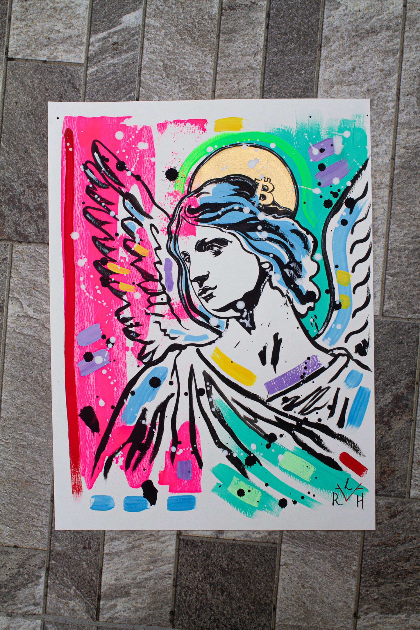 Bitcoin Angel — Pink & Turquoise