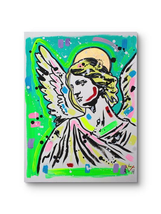 Bitcoin Angel — Electric Green & Turquoise