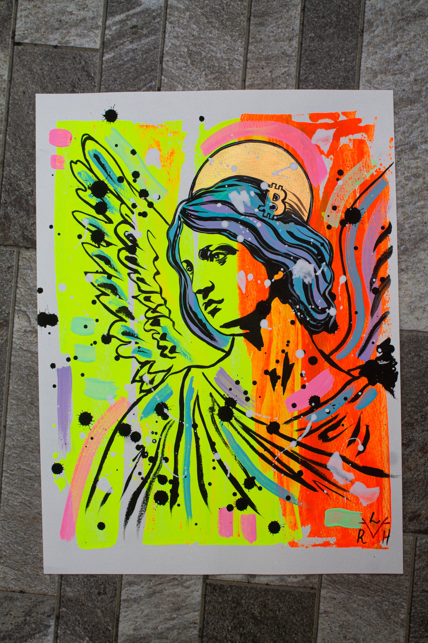 Bitcoin Angel — Yellow, Orange & Sky Blue
