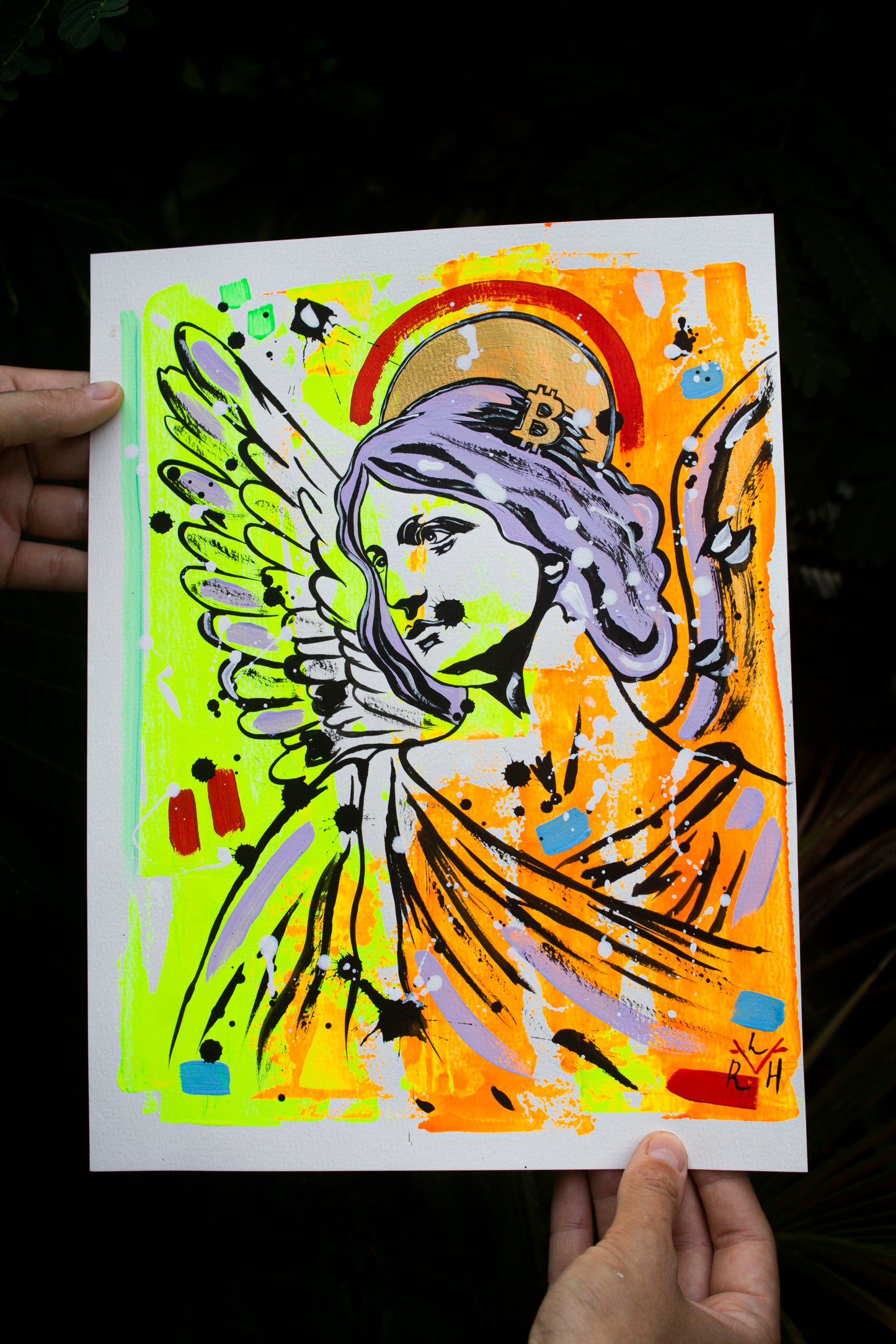 Bitcoin Angel — Orange & Lilac