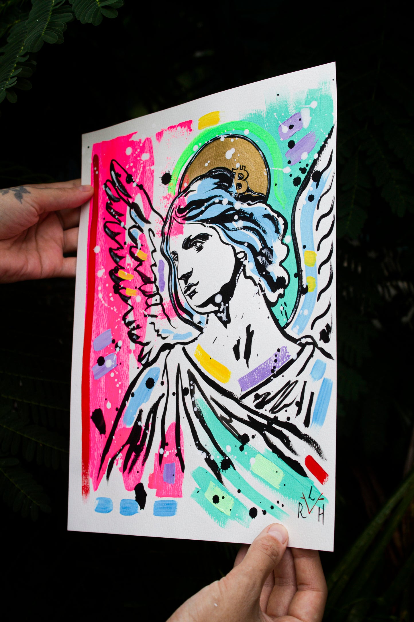 Bitcoin Angel — Pink & Turquoise