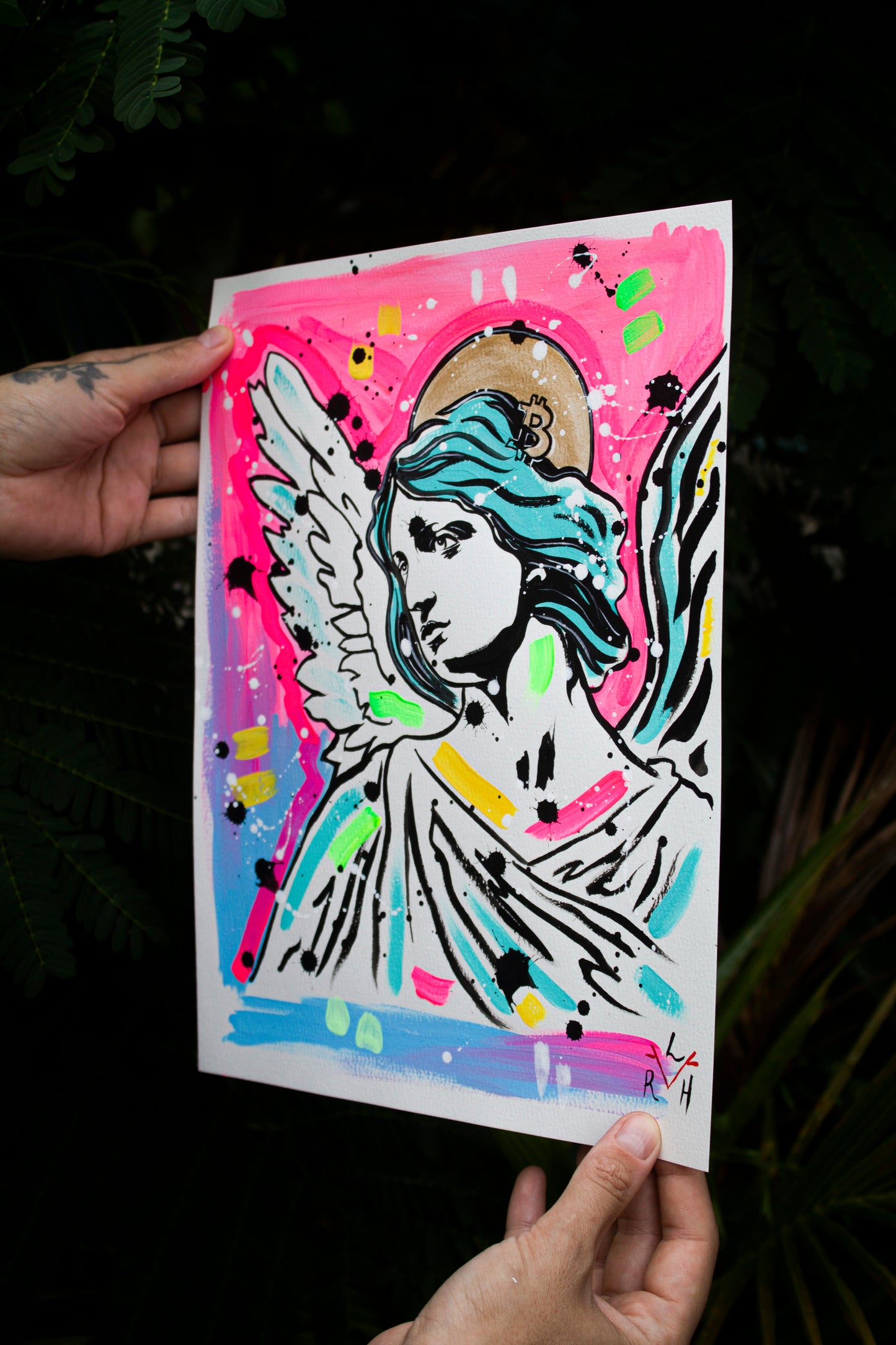 Bitcoin Angel — Sky Blue & Pink