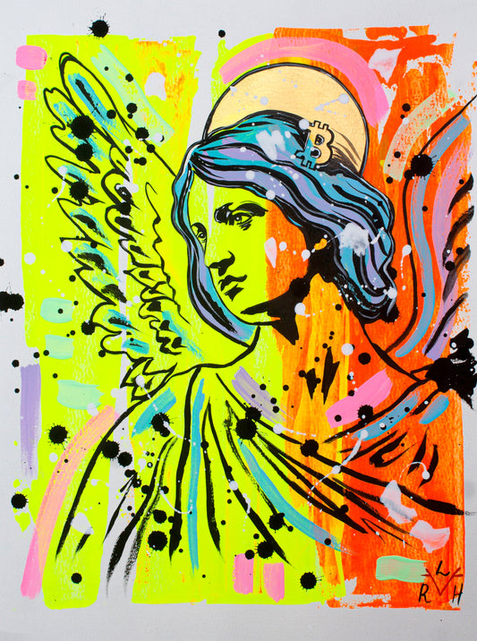 Bitcoin Angel — Yellow, Orange & Sky Blue