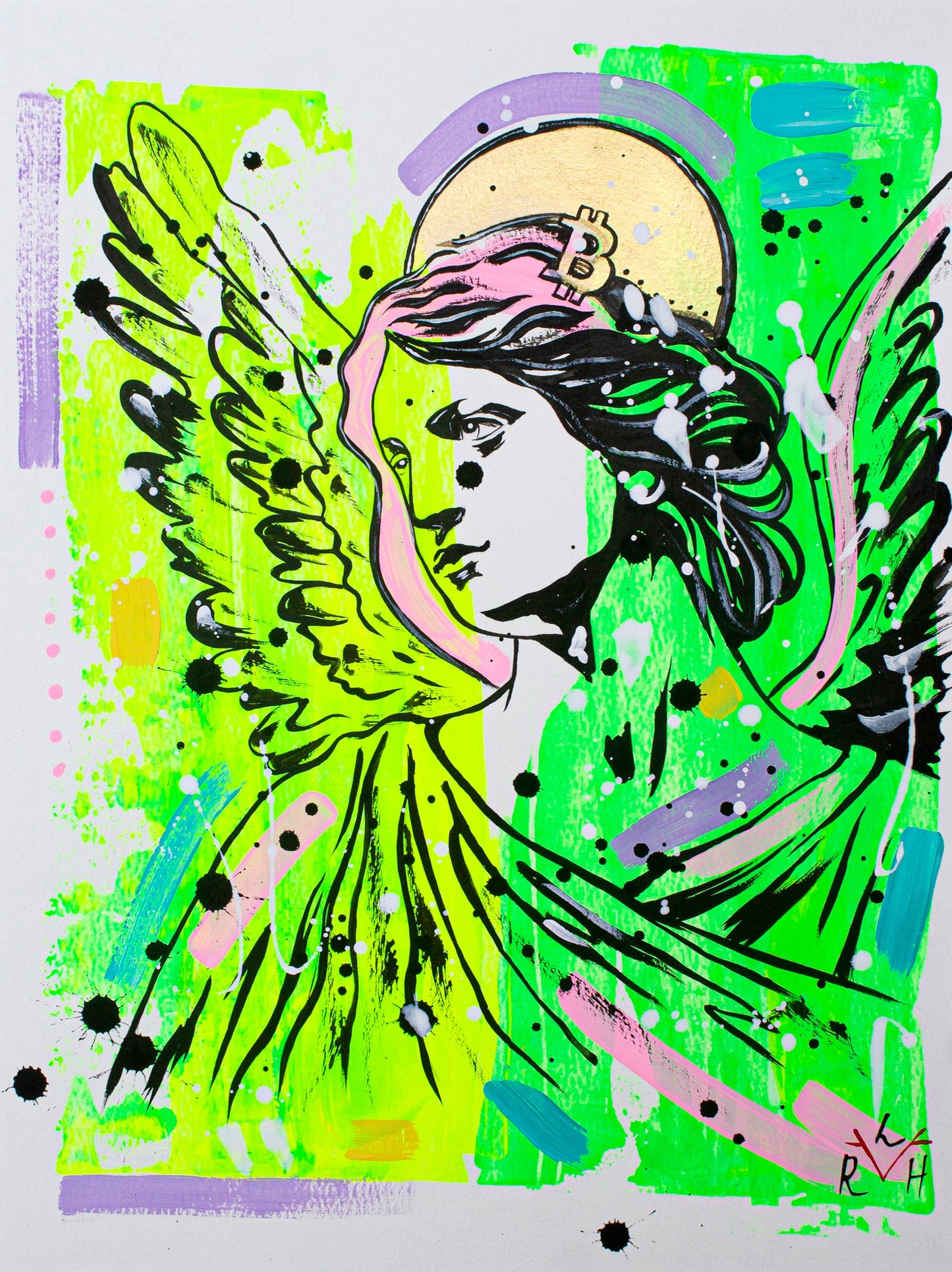 Bitcoin Angel — Neon Yellow & Electric Green