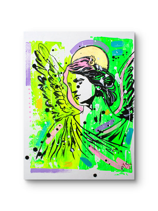 Bitcoin Angel — Neon Yellow & Electric Green